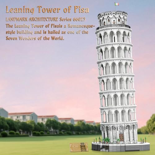 Reobrix Leaning Tower of Pisa Building Block Sets for Adults (7652 PCS)