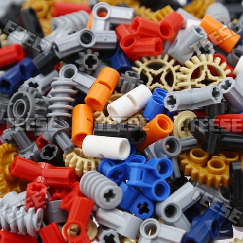 TEESE 450pcs Gear-Chainlink-Connectors-Bush-Bricks-Set, Compatible with Technic-Parts, for STEM-MOC-EV3-Project-Bulk-Blocks(Random Color)