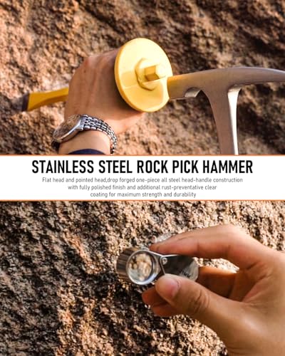 INCLY 7PCS Geology Rock Pick Equipment Kit, Rock Hammer and Chisel Set - size: 7Pcs