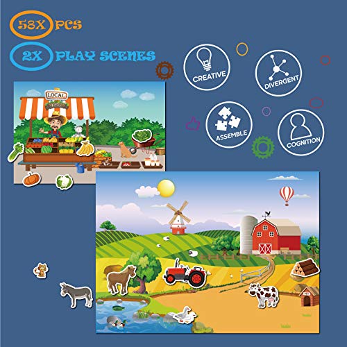 GRANDLMOON Magnetic Portable Playboard Farm Life (58 Pcs) - style: FARM