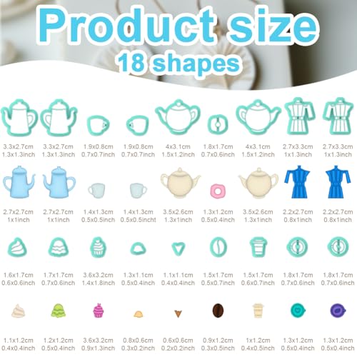 18Pcs Tea Party Polymer Clay Cutters Afternoon Ice Cream Clay Earrings Cutters Coffee Cake Cute Polymer Clay Cutter for Jewelry Earrings Making Birthday Party DIY Supplies - style: Coffee