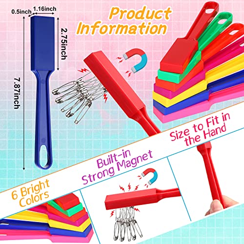 Honoson Magnet Wands for Kids Classroom Educational Learning Kits Rainbow Magnetic Wand Bulk 8 Inch Preschool Science Experiment Tools Learning Toys Bingo Games, 6 Colors (12 Pcs)