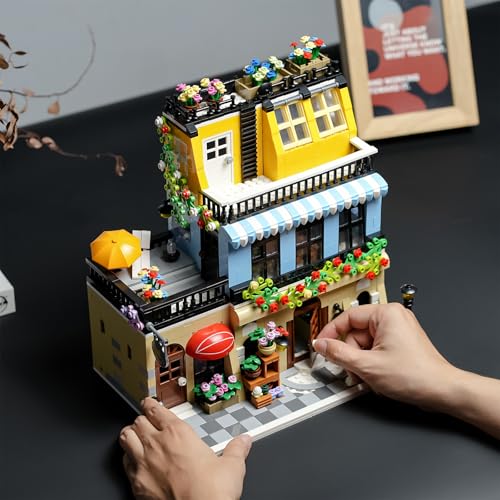 Flowers City Hotel House Building Kit for Adutls, Creator Building Toy Set with Apartmant and Shops for Girls and Adults 1464 pcs