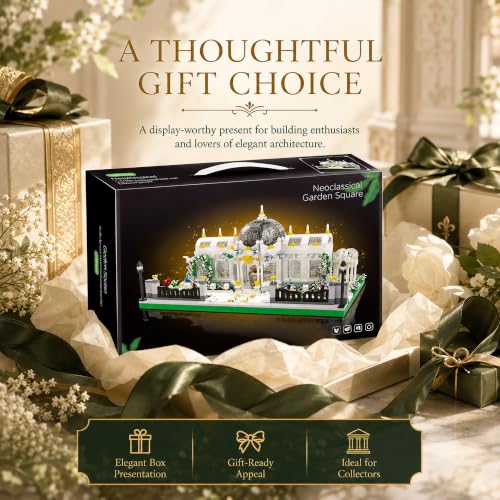 Neoclassical Garden Square Micro Mini Building Block Set - color: White