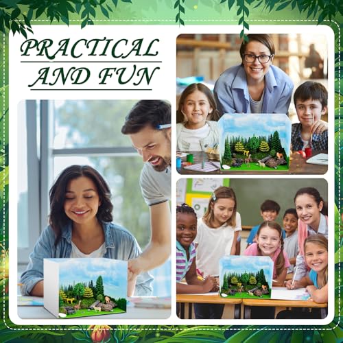 AmazingSpark 2 Set Forest Jungle Diorama Box with Artificial Grass - style: Forest