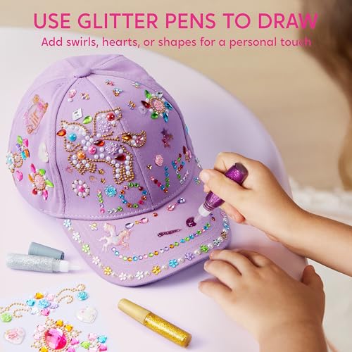 Klever Kits Gem Hat Kit for Girls, Decorate Your Own Baseball Cap with Gems Stickers, DIY Craft Kits for Kids Girls Toys Age 6-8 - style: Unicorn