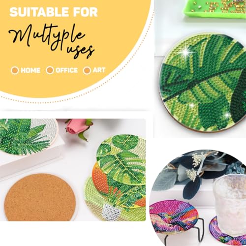 10 Pcs Leaves Shaped Diamond Painting Kits, Diamond Painting Kits with Holder, Diamond Art Coasters for Beginners Adults - Perfect Art Craft Supplies Gift!… (Leaves 2) - color: Leaves 2