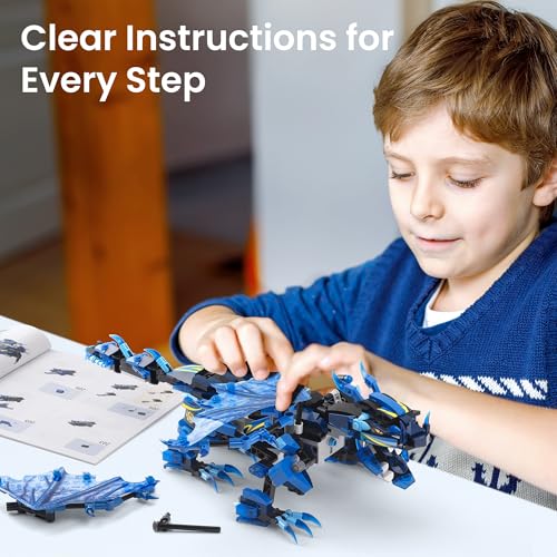 Bundle - 2 Items: Sillbird Solar Robot Toys & Dragon Building Kit with Remote Control, Christmas Stem Gifts for Kids Boys Ages 8-12, Technic Buildable Coding Toys
