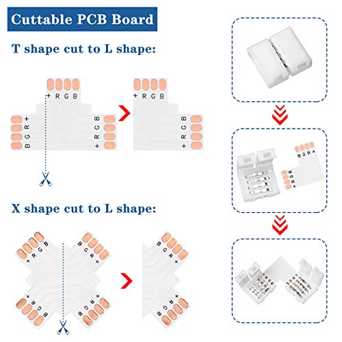 Mudder 95 Pcs 4-pin LED Strip Connectors for SMD 5050 RGB