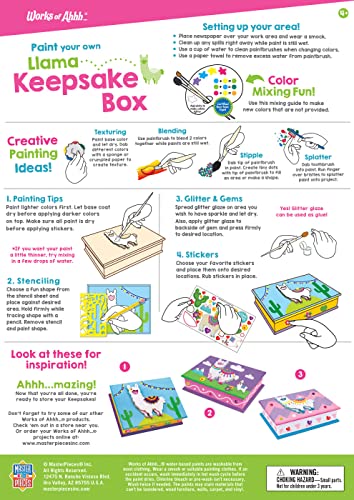 Masterpieces Craft Set - Llama Keepsake Box Classic Wood Paint Kit - Premium Quality Educational and Fun Activity for Kids and Families - Great Gift Idea for Holidays Birthdays and Everyday Use - style: Llama Keepsake Box
