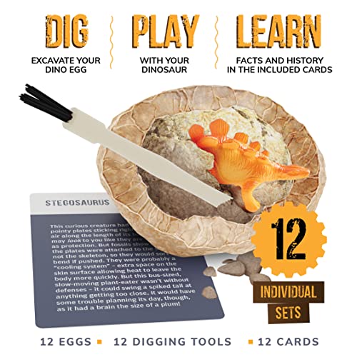 Dig a Dozen Dino Egg Kit for Kids - 12 Eggs & Surprise Dinosaurs