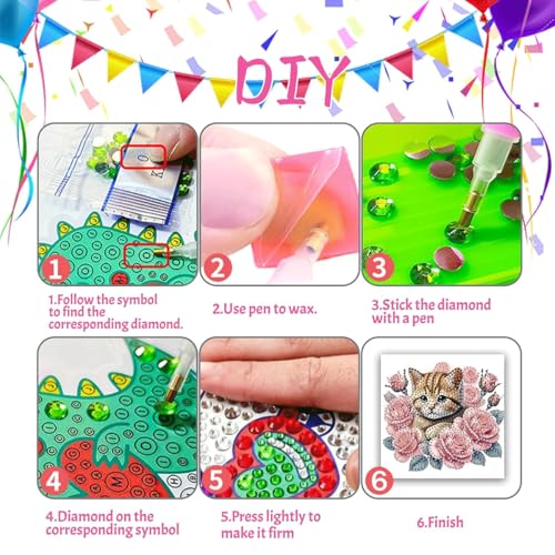 DDGYP 6-Pack Diamond Art Kits for Adults, Diamond Art Cards for DIY Crafts - color: pink