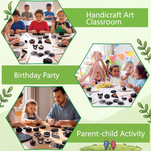 Air Dry Clay Bulk, Modeling Clay for Kids, 100 Pcs, Black - color: Black