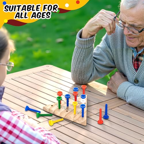 Skylety 6 Pack Triangle Peg Games Wooden Board Table Game, Multicolor - color: Multicolor