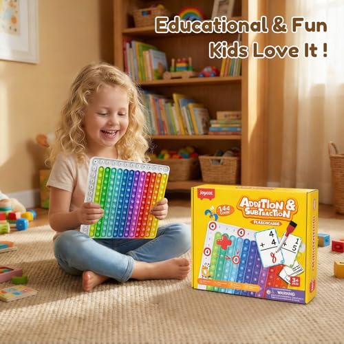 JoyCat 144 Addition & Subtraction Flash Cards with Learning Board, Ages 4-8