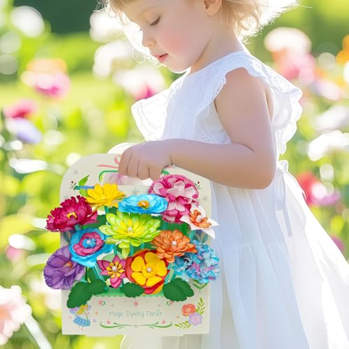 Paper Flower Science Kit, Kids DIY Arts and Crafts Color Changing Flowers Set, Flower-Dyeing Science for Kids Age 8-12, Magic Flowers Paper for Girls 6 7 8 9 10 11 yr Birthday Valentines Day Gifts