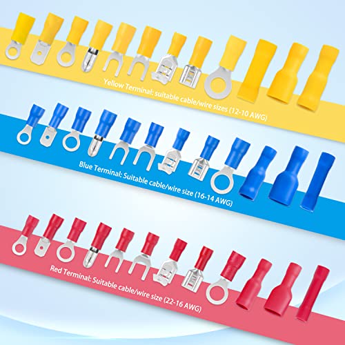 Nilight 840PCS Mixed Quick Disconnect Electrical Insulated Crimp Terminals - color: 840PCS Mixed Crimp Terminals