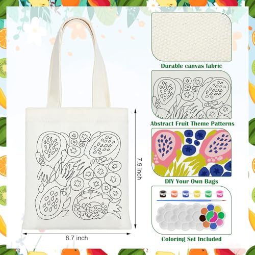 Aliceset 16 Pcs Color Your Own Bag Tote Bag Painting - style: Fruit