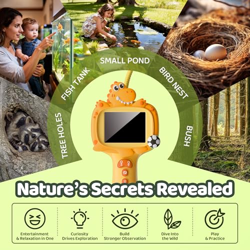 Dinosaur Borescope Snake Camera Toy: Kids Outdoor Toy Kits Birthday Gift - color: Orange