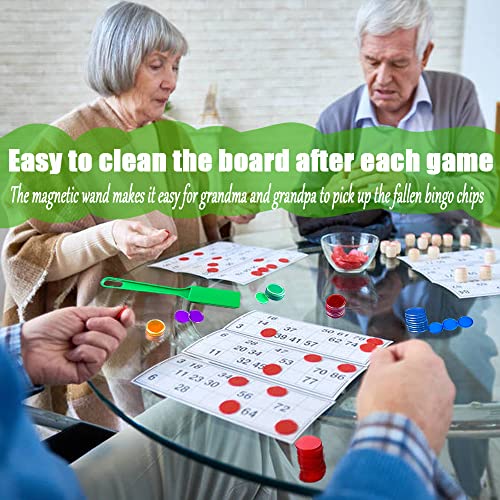Magnetic Wands and Bingo Chips Set Magnet Wand 100 Multicolour Metal Ringed Discs Science STEM Kit Learning Accessories Family Game Night Tokens - color: Green