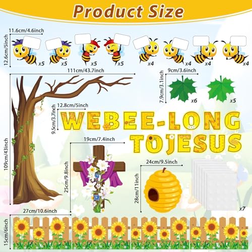 gisgfim Bee Bulletin Board Decoration Set Bee Jesus Religious Borders Cutouts for Classroom Door VBS Christian Sunday School Sunnmer Welcome Bulletin Board Craft Home Wall (We Bee-Long to Jesus) - style: We Bee Long To Jesus