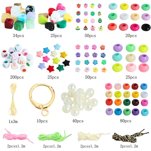 MINIMISSMIANYC 569PCS Beaded Shoe Charms for Sneaker, Acrylic Heart Star Flower Letter DIY Shoelace Charm for Women, Bag Charm kit Craft Accessories Beads Jewely Making Kit Gifts - color: Shoe Charm Kit