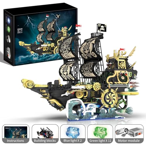 Mechanical Pirate Ship Building Sets with Motor & Light for Adults,2720PCS - style: Large Pirate Ship