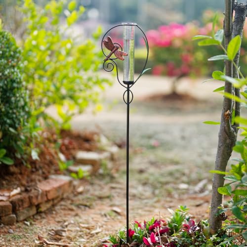 Dragonfly Rain Gauge Outdoor,Metal Rain Gauges Outdoors Best Rated - color: Metal Dragonfly
