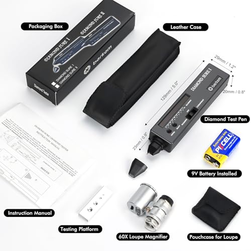 Valkynos Diamond Tester Kit with 60X Loupe & UV Light, Thermal Conductivity - size: Diamond Tester + 60X Jewelry Loupe