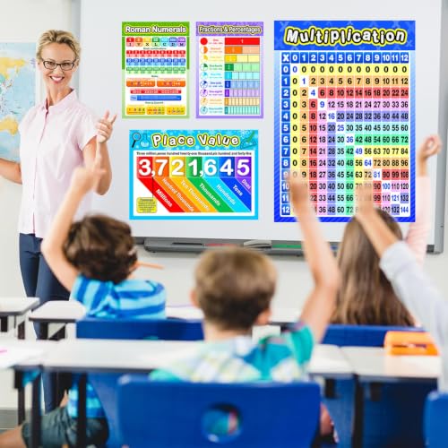 Blulu 12 Pcs Educational Math Posters Kids Multiplication Chart 16 x 11"