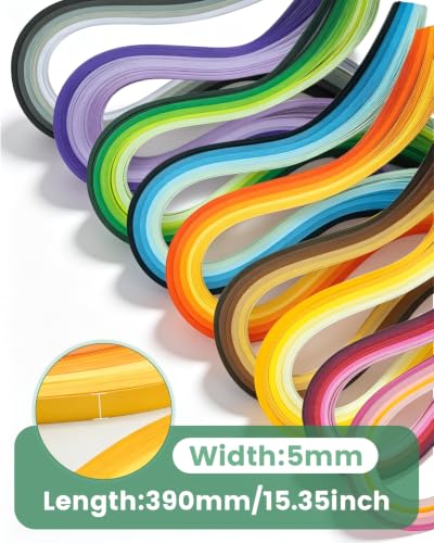 9 Set Multi-Color Paper Quilling Strips 900pcs 5mm Width, 15" Length