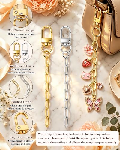 FIVEIZERO 30Pcs Silver & Gold Keychain Making Kit, Swivel Snap Hook - color: Gold & Silver