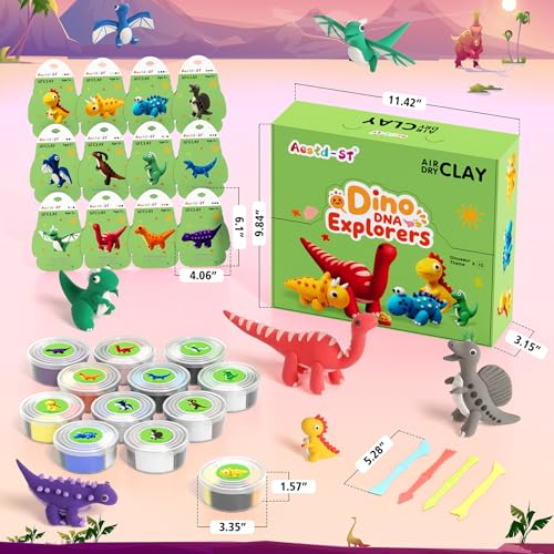 Aestd-ST Air Dry Clay Kit - Dinosaur Theme, Modeling Clay for Kids - color: Dino DNA Explorers