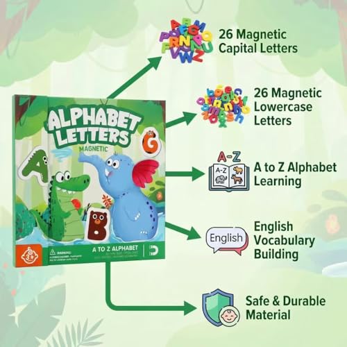 Magnetic Alphabet Book, 52 ABC Animal Letters for Toddlers 3+ - color: Green