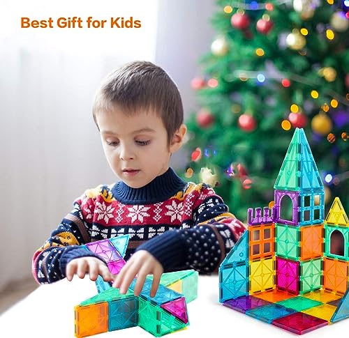 Magnetic Tiles Car Set Truck Kit Toy with Stronger Magnets, Educational Magnet Cars with Re-Enforced Hitch and Long Bed for Girls Boys Toddler Ages 3+ (110 PCS Set) - color: 110 Pcs Set