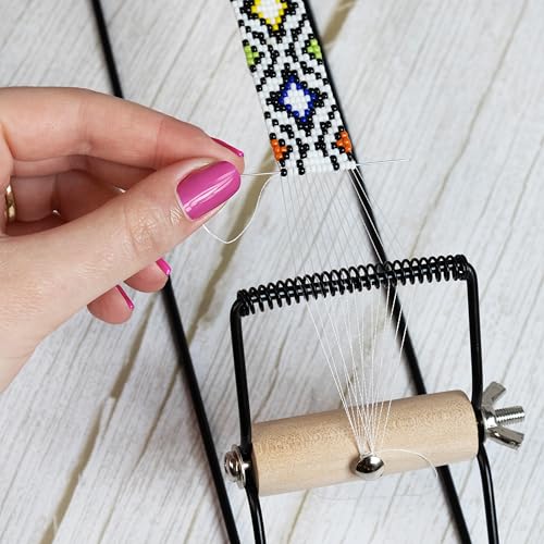 The Beadsmith Metal Bead Loom Kit, Includes Loom (12.5" x 2.5" x 3"), Thread, Needles, and 18 Grams Glass Beads for Bracelets, Necklaces, Belts, and More - size: 12.5" x 2.5" x 3"