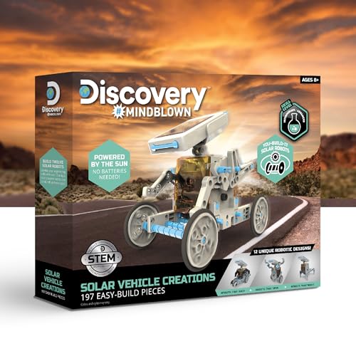 Discovery™ STEM 12-in-1 Solar Robot Creation 197-Piece Kit with Working Solar Powered Motorized Engine and Gears, Construction Engineering Set for Ages 8 and Up