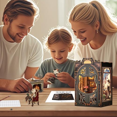 CUTEBEE Book Nook Kit for Adults, Cat Miniature House Kit, Adult Craft Gift - color: Count Cat's Study