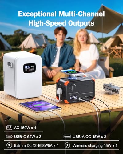 BROWEY 153Wh Portable Power Station, Solar Generator with Hand Crank - color: Orange