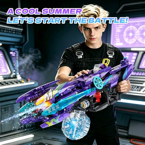 Electric Water Gun Building Set,2 in 1 Motorized Block Blaster Gun-777PCS