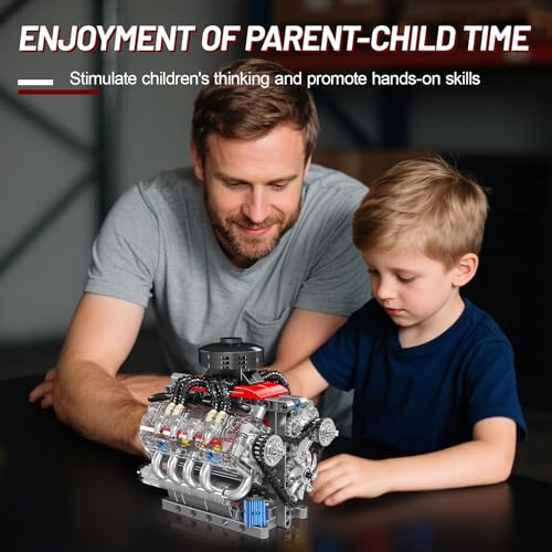 Nueris Mini V8 Engine Model Sets - 487 PCS DIY Building Toys Car Motor Kits That Runs - Gift Idea for Adults Boys Girls for Mechanic Engineering Construction - style: 10171