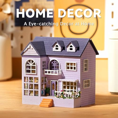 Flever Dollhouse Miniature DIY House Kit Creative Room with Furniture for Romantic Valentine's Gift (Happy House) - color: Happy House