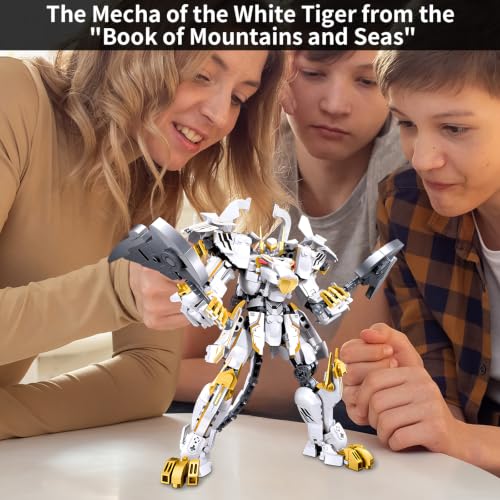 CSNRHG White Tiger Samurai mech Robot Model with Double Axe Head - color: Double Axe Head
