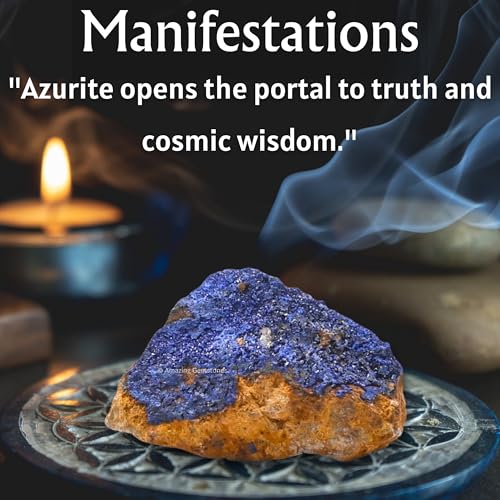 Amazing Gemstone Azurite Crystals and Healing Stones Mineral Specimen - Premium Semi Precious Gem Stones - Healing Crystals Geodes Clusters for Meditation, Chakra Balance, and Energy (S) - color: Azurite, size: Small