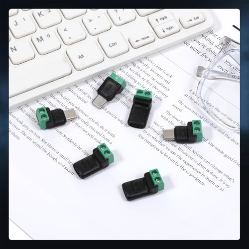 6PCS USB C 2pin Solderless Adapter, USB Type-C Male to 2pin Terminal Charging Connector & Type-C Female to 2 Pin Solderless Converter Connector Screw Terminal Block 5V 3A for Power Charging Repair DIY