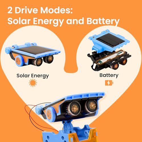 Sillbird Solar Building Robot Kit 12-in-1 STEM Gift for Boys Ages 8-13 - color: Orange Blue
