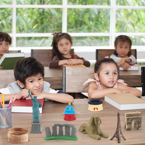 ONEST 20 Pieces Mini World Building Model Playsets Famous Architecture Figurines Toys for Boys and Girls - style: A Set