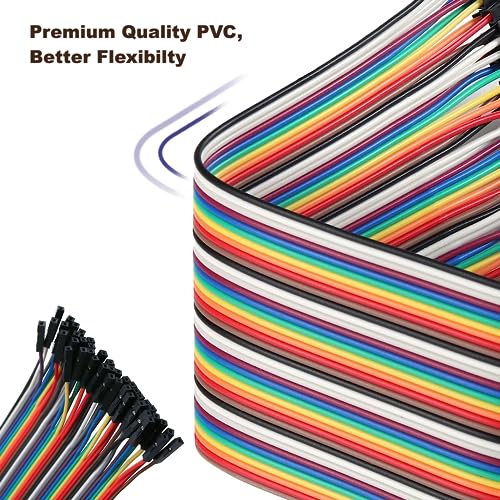 40pcs 20 cm (8 inch) Female to Female Multicolored Dupont Wire Breadboard Jumper Ribbon Cables Compatible with Arduino Projects(F/F) - color: Female to Female, size: 40 PCS - 20 cm