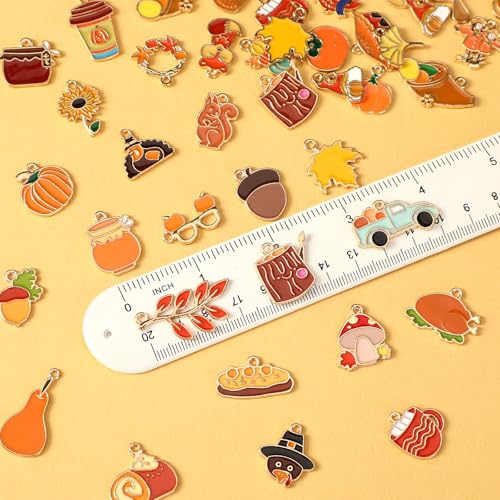SANNIX 110Pcs/55 Pairs Fall Charms, Thanksgiving Charms for Jewelry Making - style: Fall Charms