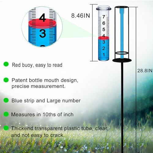 Rain Gauge Outdoor, Upgraded Rain Gauges Outdoors Best Rated,Accurate Rain Measure Gauge for Yard,Adjustable Height Rainfall Meter,Rain Gauge Outdoor Freeze Proof,Rain Measuring Tool,Easy to Read - color: Accurate Rain Gauge B